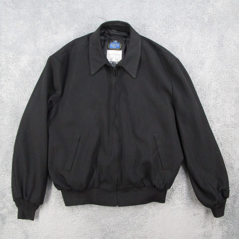 Neptune Garment Co Men Black Wool Blend Thinsulate Bomber Jacket Size 50 Regular